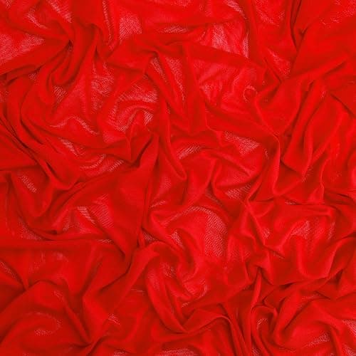Zelouf Fabrics Red Nylon Mesh Fabric by The Yard – Stretchy, Soft Power Mesh See-Through Fabric for Costumes, Lining, DIY, Crafts, Dancewear - 1 Yard - Image 1