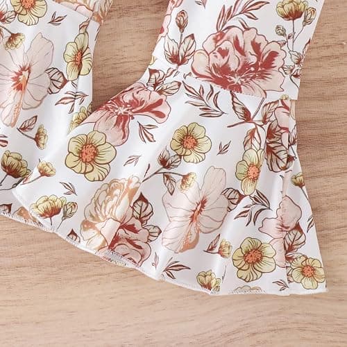 Fernvia Infant Baby Girl Clothes Suspenders Short Sleeve Ribbed Romper Flared Pants Set Headband 3pcs Summer Outfit thumbnail 5