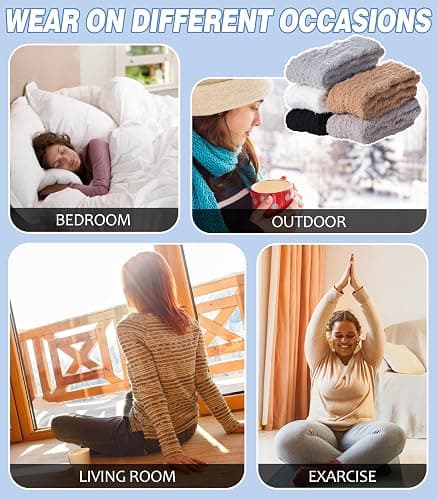 AOXION Fuzzy Socks for Women Fluffy Slipper Winter Warm Soft Cozy Microfiber Plush Home Sleeping Socks thumbnail 7