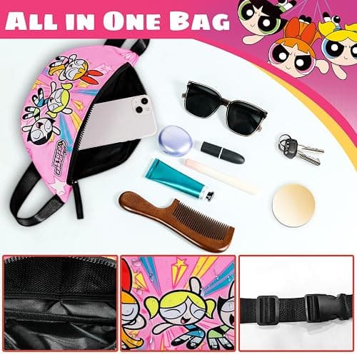 The Powerpuff Girls Fanny Pack – Cute Pink Waist Bag with Adjustable Strap, Lightweight Belt Bag for Girls, Teens, Adults, Cartoon Crossbody Bag for Travel, School, Parties, Christmas Birthday Gifts thumbnail 6