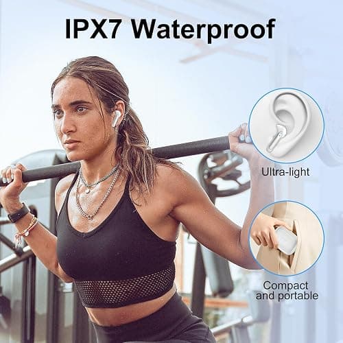WeurGhy Wireless Earbuds, HiFi Sound Bluetooth 5.3 Headphones with 4 ENC Noise Mic, 56H Playtime Ear Buds with LED Display, USB-C, IPX7 Waterproof Wireless Headphones for Sports Workout thumbnail 6