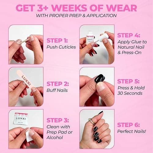 LUXXI Super Strong Brush On Nail Glue for Press On Nails | Best Extra Strength Nail Glue for Long Lasting Extended Wear for Press-Ons, Nail Tips & Acrylic Nails thumbnail 5