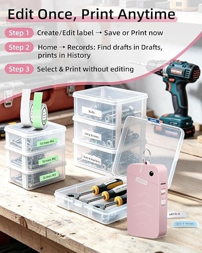ORGSTA Label Maker, S001 Portable Bluetooth Label Maker Machine with Tape, Thermal Label Printer for Home, Office, School Organization, Wireless Mini Labeler Machine, Pink thumbnail 7