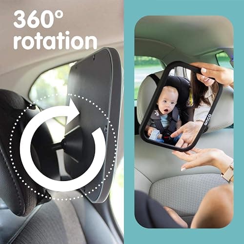Onco Baby Car Mirror for Back Seat - Double Award-Winning, 100% Shatterproof Mirror, 360° Baby Must Haves, New Born Essentials, Car Mirror Rear Facing, Universal & Shake-Proof thumbnail 8