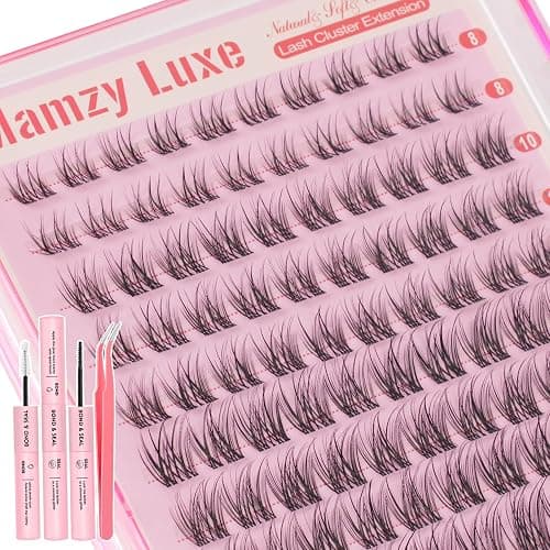 Natural Lash Clusters Kit Short Wispy Eyelash Clusters 8-14MM Clear Band Cluster Lashes Extensions Kit 120Pcs CC-Curly Daily Exquisite Eyelashes Clusters with Bond and Seal and Tweezers thumbnail 8