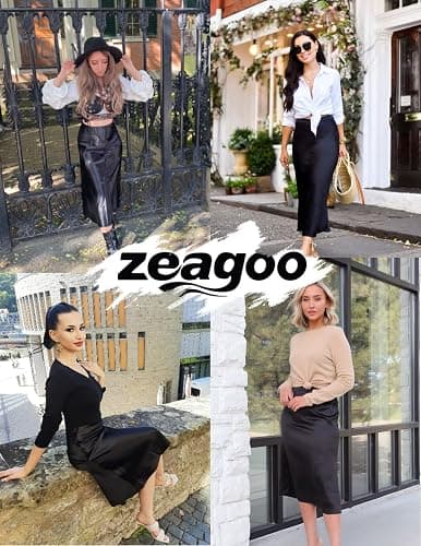 Zeagoo Skirts for Women High Waist Skirt Elegant Midi Skirt Satin thumbnail 4