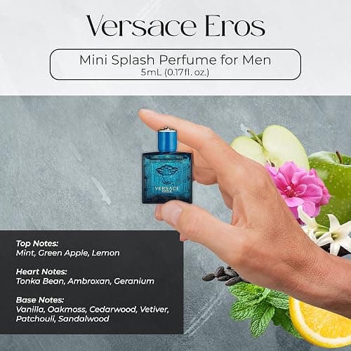 Versace Cologne for Men Set of 4 Mini Eros, Pour Homme, Dylan Blue, Eau Fraiche Perfume for Men Fragrance Sampler Set - Designer Mens Cologne Samples (4 Count, 0.17 oz) thumbnail 6