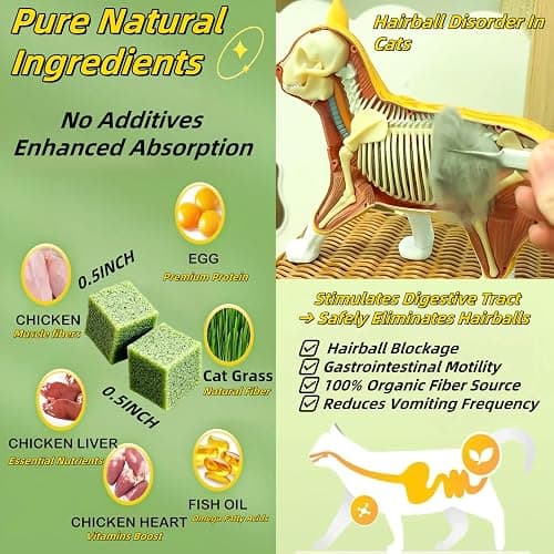 GREMBEB 60g/2.12oz Cat Toy Cats Grass Treats, Fish Oil Kitten Grass Catnip Stick for Hairball Removal Teeth Cleaning Cats Edible Freeze Dried Kitty Lickable Chew Dental Snack for Indoor Kitty Food thumbnail 3