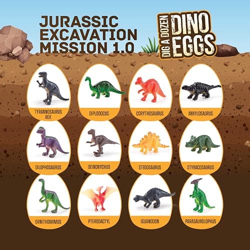 Dan&Darci Dig a Dozen Dino Egg Kit for Kids - Easter Basket Stuffers - Dinosaur Toys Gift 3-12 Year Old - 12 Eggs & Surprise Dinosaurs - Science STEM Activities - Boy Toy Party Gifts for Boys & Girls thumbnail 4
