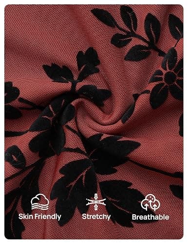 ZESICA Women's Long Sleeve Floral Bodycon Dress 2025 Fall Fashion Ruched Mesh Wedding Guest Cocktail Party Maxi Dresses thumbnail 5