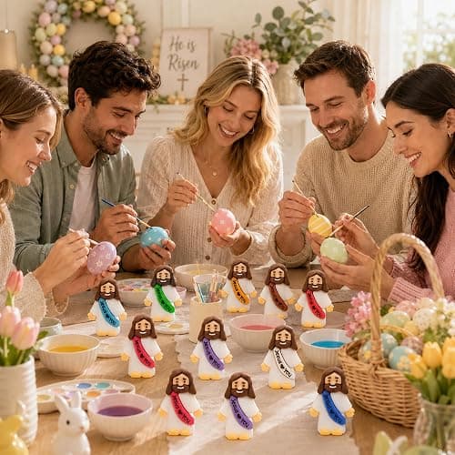 54 Pack Little Jesus Figurines in Bulk, Pocket Jesus Loves You, Jesus Small Figures, Little Tiny Jesus Figures for Church Christmas Party Favors Baptism Gifts Religious Gifts for Easter Egg Stuffers thumbnail 2