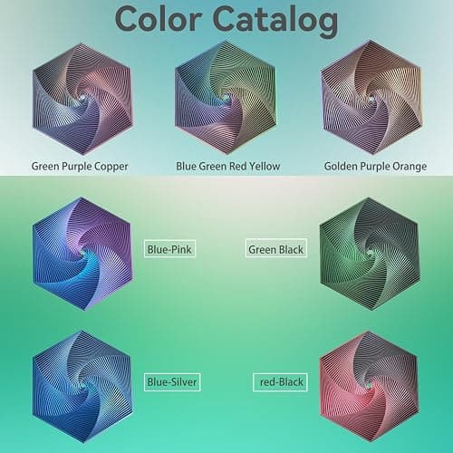 Fractal Fidget Hexagon - Suitable for Relieving Stress, Anxiety, and Tension | Autism, ADHD | Desk Adult Fidgeting Stress Relief Gift (Green Purple Copper 35 Rings) thumbnail 8