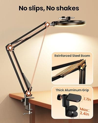 Upgrade Ring Light Overhead Camera Phone Mount for Desk, Evershop 10” Selfie Light with Stand Tripod for iPhone, Light with Phone Holder for Video Recording,Zoom Meeting,Live Streaming Tiktok,YouTube thumbnail 8