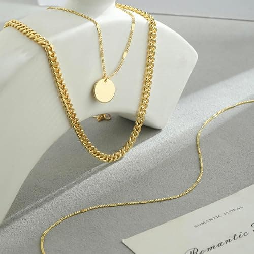 JECOMY 14K Gold Plated Layered Necklaces For Women Gold Necklace Set, Cuban Link, Snake Chain, Paperclip Layered Chains, Twisted Rope and Twisted Chain, Trendy Layering Necklace thumbnail 7