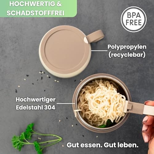 FRADABOX® Lunchpot „Casey“, Thermobehälter mit Löffel, Premium Edelstahl, Müslibecher to go, Auslaufsicher für Joghurt Porridge, Suppen, Lunchbox, Meal Prep Warmhaltebehälter für Erwachsene und Kinder thumbnail 5