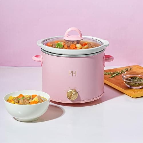 Paris Hilton 3.5-Quart Manual Slow Cooker, Features Three Settings (Low, High, Warm), Naturally Nonstick and Dishwasher Safe Stoneware Insert, Family Sized Capacity, Pink thumbnail 2