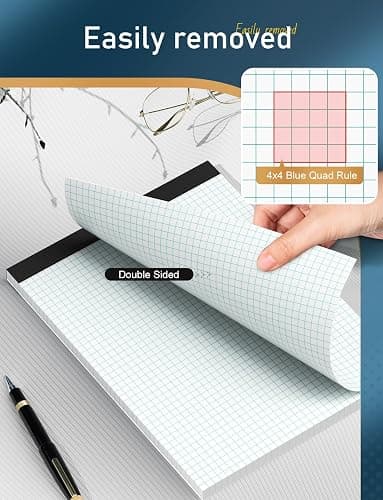 Zaviko Graph Paper Pad 8.5 x 11, 2 Pack, 4x4 Graph Ruled, Grid Paper Pad 8-1/2" x 11", Blueprint Quadrille Pad, Easy Tears Off, Grid Pad Notebook 8.5 x 11, White 70 GSM Graft Paper, 30 Sheets/Pad thumbnail 6