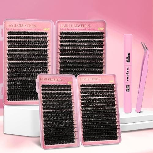 Gmagictobo Lash Extension Kit Lash Clusters Kit 640Pcs Volume Eyelash Clusters C Curl Lashes Clusters DIY Cluster Eyelash Extensions With Lash Bond and Seal Lash Tweezers thumbnail 8