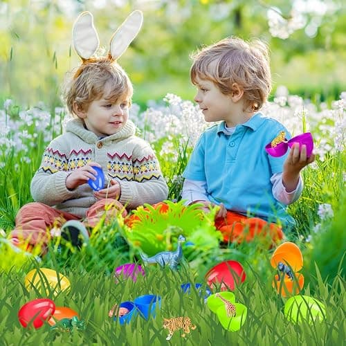 OCHIDO 24 Pack Prefilled Easter Egg With Animal Dinosaur Toy, Easter Basket Essentials Easter Basket Stuffers for Kids, Easter Egg Hunt Game, Easter Party Favor Classroom Rewards thumbnail 2
