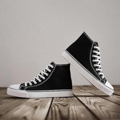 ZGR Men's High Top Canvas Sneakers Lace Up Classic Casual Walking Shoes | Breathable canvas upper,non-slip rubber outsole,high-top lace-up,classic casual style,for walking,tennis,travel,sports thumbnail 7