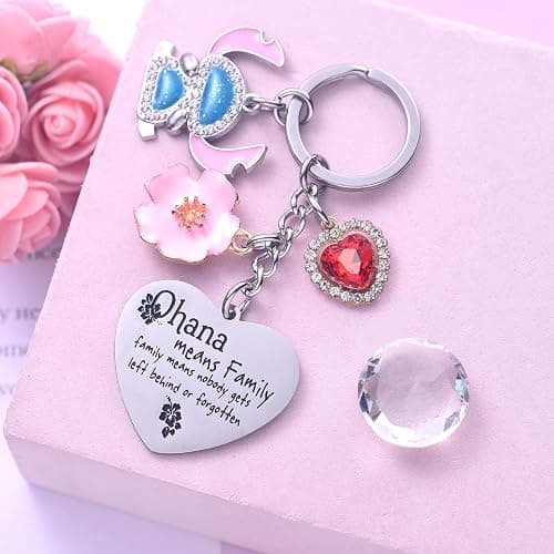 Cute Keychain Ohana Means Family Friendship Gifts For Daughter Teens Girls | Gift for Birthday Christmas 316L Stainless Steel Highly Polished Engraved Heart Keychain with Gift Box thumbnail 5