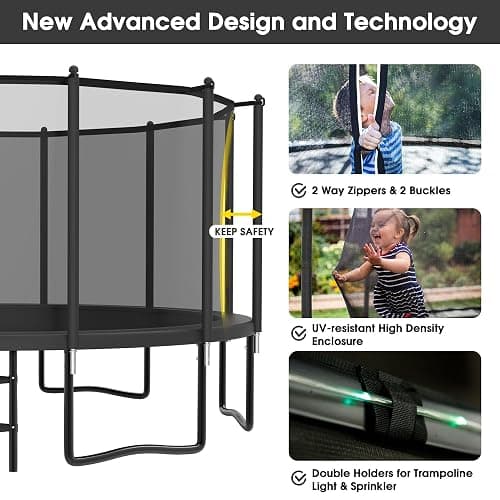 YORIN Tranpoline Outdoor 16FT 15FT 14FT 12FT 10FT 10FT with Basketball Hoop & Net, 1500 LBS, ASTM Approved, Easy Install, Backyard Heavy Duty Large Tranpolines for Kids and Adults thumbnail 5