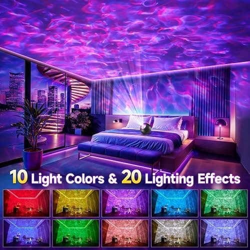 Galaxy Projector for bedroom, 20Colors Galaxy Light Projector for Bedroom, 15White Noise Led Lights for Bedroom Lights, HiFi Bluetooth Speaker,Remote&Timer Ceiling Projector Room Lights for Kids Adult thumbnail 2