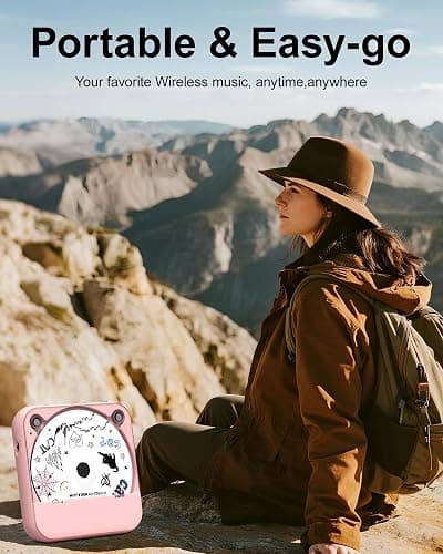 ENVYCLOUD CD Player Portable with Dual Stereo Speakers, Rechargeable Portable CD Player with Bluetooth for Home with Headphones, Support CD/AUX/USB, Pink thumbnail 6