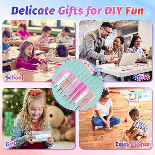 DASTTUIS 150 Pieces DIY Beadable Pen Kit – 50 Plastic Ballpoint Pens with Refills & Bags – School Supplies, Office Accessories & Decorative Items for Students & Teachers （Pink） thumbnail 7