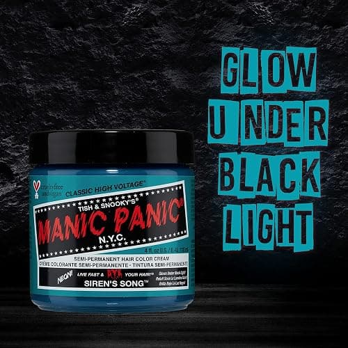 MANIC PANIC Classic Siren's Song Semi Permanent Hair Color - Neon Blue-Green Hair Dye for Women & Men That Lasts 4-6 Weeks - Vegan, Ammonia & Cruelty-Free - Create & Mix Custom Shades (4oz) thumbnail 5