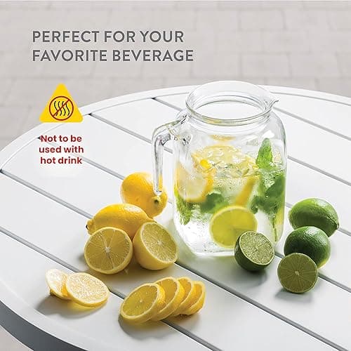 Bormioli Rocco Hermetic Seal Pitcher With Lid and Spout [68 Ounce] for Homemade Juice & Iced Tea or for Glass Milk Bottles, Clear - Frosted thumbnail 8