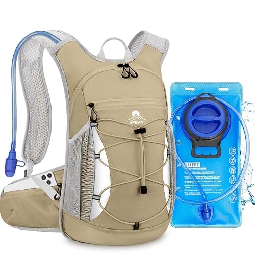 Hydration Backpack with 2L Water Bladder - Lightweight 15L Daypack with Phone-Sized Hip Belt Pockets, Anti-Chafe Cotton Edging & No-Bounce Straps - Small Water Backpack for Hiking, Running, Skiing - Image 1