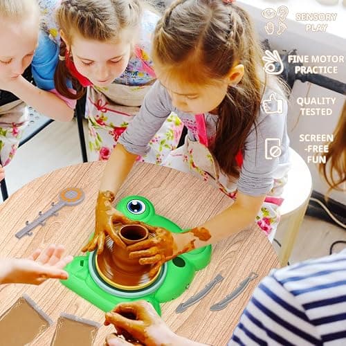 Pottery Wheel for Kids - Complete Pottery Painting Kit Arts and Crafts for Kids Ages 8-12 with 3 Pack Air Dry Clay Art Supplies Toys for Girls Boy Birthday Gift for 6 7 8 9 10 11 12+ thumbnail 5