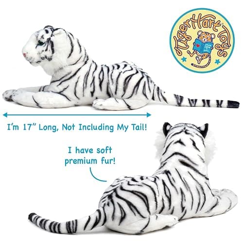 TigerHart Saphed The White Tiger - Squeeze Me! - 17 Inch Stuffed Animal Plush thumbnail 4