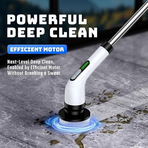 Electric Spin Scrubber for Bathroom: Shower Scrubber with Long Handle, Dual Speed Cordless Power Cleaning Scrub, 7 Brush Heads, IPX7 Waterproof Heavy Duty Cleaner Tools for Tub Tile Grout Wall thumbnail 5