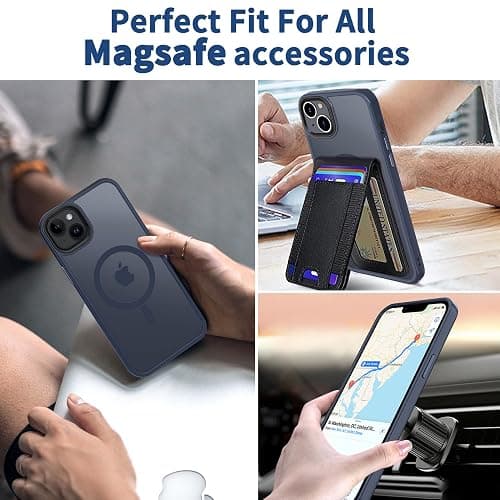 CACOE Magnetic Case for iPhone 13 & iPhone 14 6.1 inch-Compatible with MagSafe & Magnetic Car Phone Mount,TPU Thin Phone Cases Cover Protective Shockproof Anti-Fingerprint(Dark Blue) thumbnail 8
