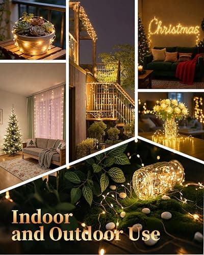 4-Pack Fairy Lights Battery Operated, 33ft 100 LED(Total 132ft 400 LEDs) Warm White String Lights with Remote Waterproof Christmas Lights 8 Modes Timer Lights for Bedroom Wedding Party Patio Decor thumbnail 8