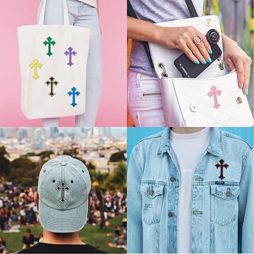 Nicime 22pcs Cross Patches, Iron on/Sew on Cross Applique Patch, DIY Iron Patches for Jeans Hats Shirts Jackets Backpacks thumbnail 6