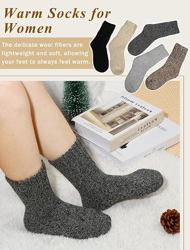 Senker Fashion Boot Socks for Women, Thick Winter Wool Crew Sock Knit Warm Cozy Christmas Stocking Stuffers Gifts thumbnail 6