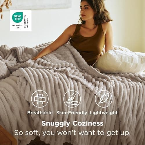 Bedsure GentleSoft King Size Blanket for Bed - Cozy Soft Blankets for Women, Cute Large Fleece Throws for Girls, Linen, 108x90 Inches thumbnail 5