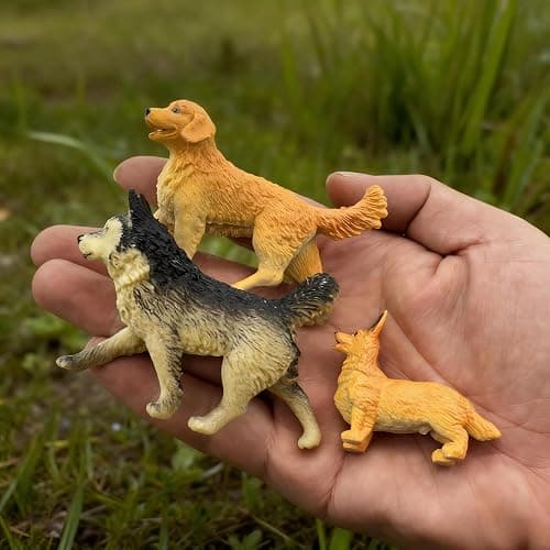Halloluck 20pcs Mini Dog Figurines, Miniature Dog Figure Hand Painted Tiny Dogs Realistic Detailed Plastic Puppy Figures Cake Toppers Christmas Birthday Gift (Realistic) thumbnail 4