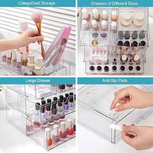 Vtopmart 5 Tier Clear Makeup Organizer with Drawer, Cosmetic Storage for Dresser Countertop and Bathroom Vanity, Beauty Holder for Lipstick Brush Skincare thumbnail 5