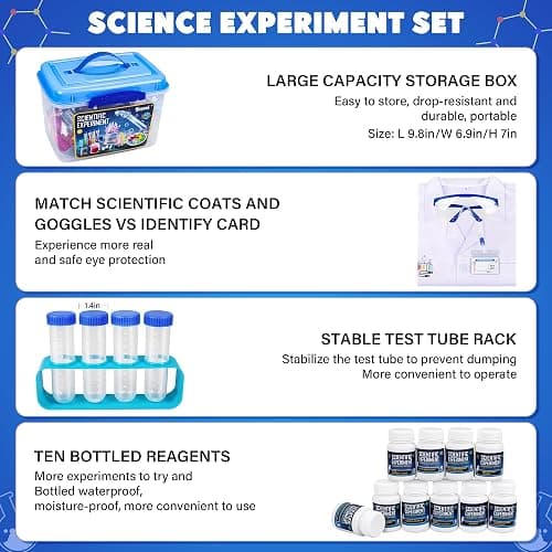Kuovei Science Kit for Kids,120 Science Lab Experiments,Scientist Costume Role Play STEM Educational Learning Scientific Tools,Birthday Gifts and Toys for 6 7 8 9 10-12 Years Old Boys Girls Kids thumbnail 5