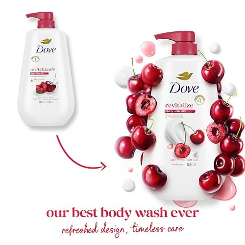 Dove Body Wash with Pump Revitalizante Cherry & Chia Milk, for Renewed, Healthy Looking Skin, Moisturizing Gentle Skin Cleanser with 24hr Renewing MicroMoisture, 30.6 oz thumbnail 3