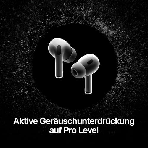 Apple AirPods Pro 2 Kabellose In‑Ear Kopfhörer, Bluetooth Kopfhörer, Aktive Geräuschunterdrückung, Hörhilfefunktion, Transparenzmodus, Personalisiertes 3D Audio, Hi-Fi Sound, H2 Chip, Laden über USB-C thumbnail 3