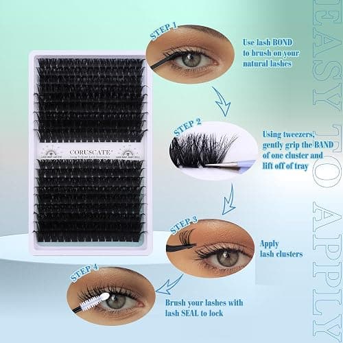 Lash Clusters 120D+150D Thick Eyelash Clusters 14-20mm Long Cluster Eyelash Extensions 288pcs Individual Lashes Cluster DIY Eyelashes Mink Strips Volume Lash Extension by CORUSCATE thumbnail 7