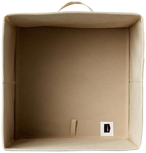Amazon Basics Collapsible Fabric Storage Cubes Organizer with Handles, Sturdy, Beige, 10.5-x-10.5-x-11-inch, Pack of 6 thumbnail 5