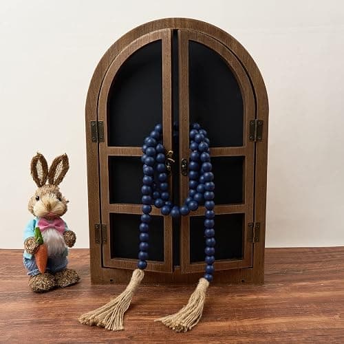 OMISHE 59in Wood Bead Garland with Tassels, Decorative Beads, Farmhouse Wooden Beads Garland for Wall Hanging Home Festival Decor, Navy Blue thumbnail 6