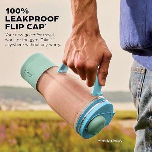 Ninja Blendboss™ | Personal Blender for Smoothies & Frozen Drinks | 26oz Travel Tumbler with LeakProof Lid, Chug Spout & Detachable Straw | Auto-iQ Technology | Blue Raspberry | DB351BL thumbnail 5