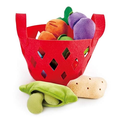 Hape Toddler Vegetable Basket |Soft Vegetable Shopping Basket, Toy Grocery Food Playset Includes Cabbage, Bean Pod, Carrot, and More thumbnail 4